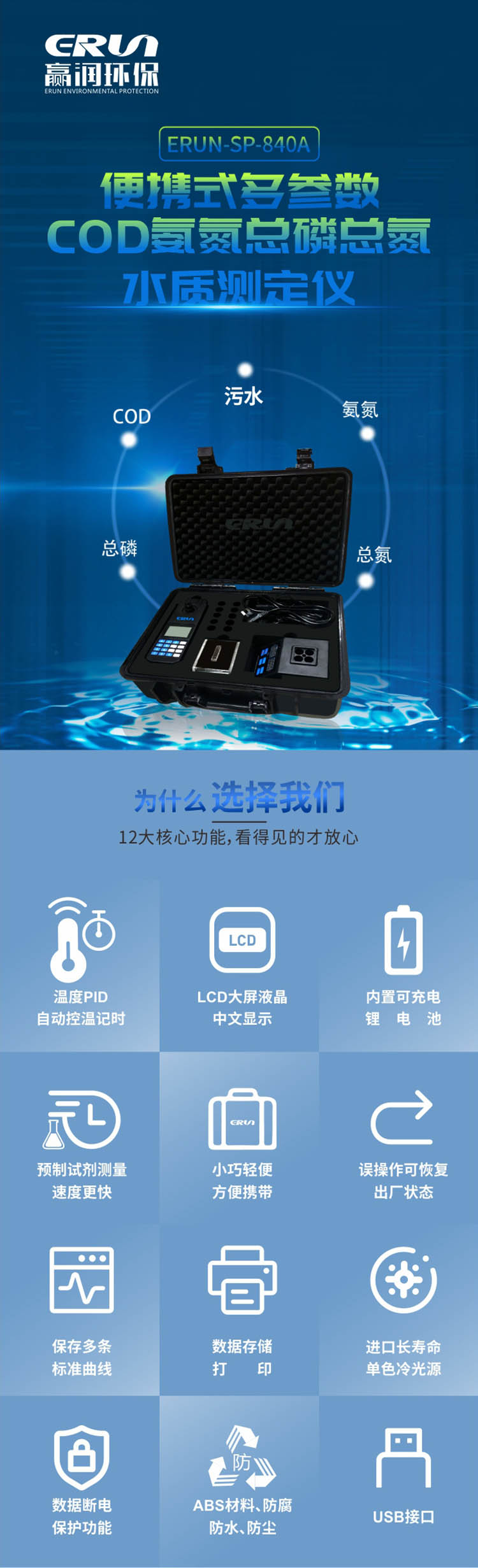 便攜式多參數(shù)COD、氨氮、總磷、總氮水質(zhì)測定儀